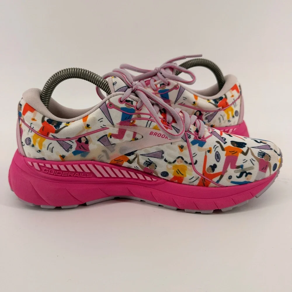 Brooks Adrenaline GTS 21 Women 9 Pink Multi Unity Help Save Youth Sports Shoes - Picture 5 of 8